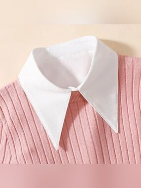 White Detachable Collar Dickey Top - Classic Button Front